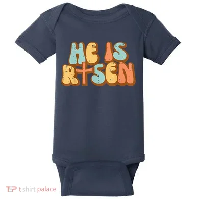 Easter He Is Risen Retro Resurrection Groovy Baby Bodysuit