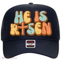 Easter He Is Risen Retro Resurrection Groovy Hat thumb 0