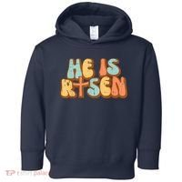 Easter He Is Risen Retro Resurrection Groovy Toddler Hoodie thumb 0