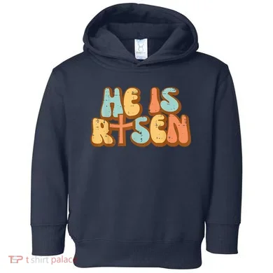 Easter He Is Risen Retro Resurrection Groovy Toddler Hoodie