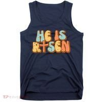 Easter He Is Risen Retro Resurrection Groovy Tank Top thumb 0