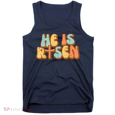 Easter He Is Risen Retro Resurrection Groovy Tank Top