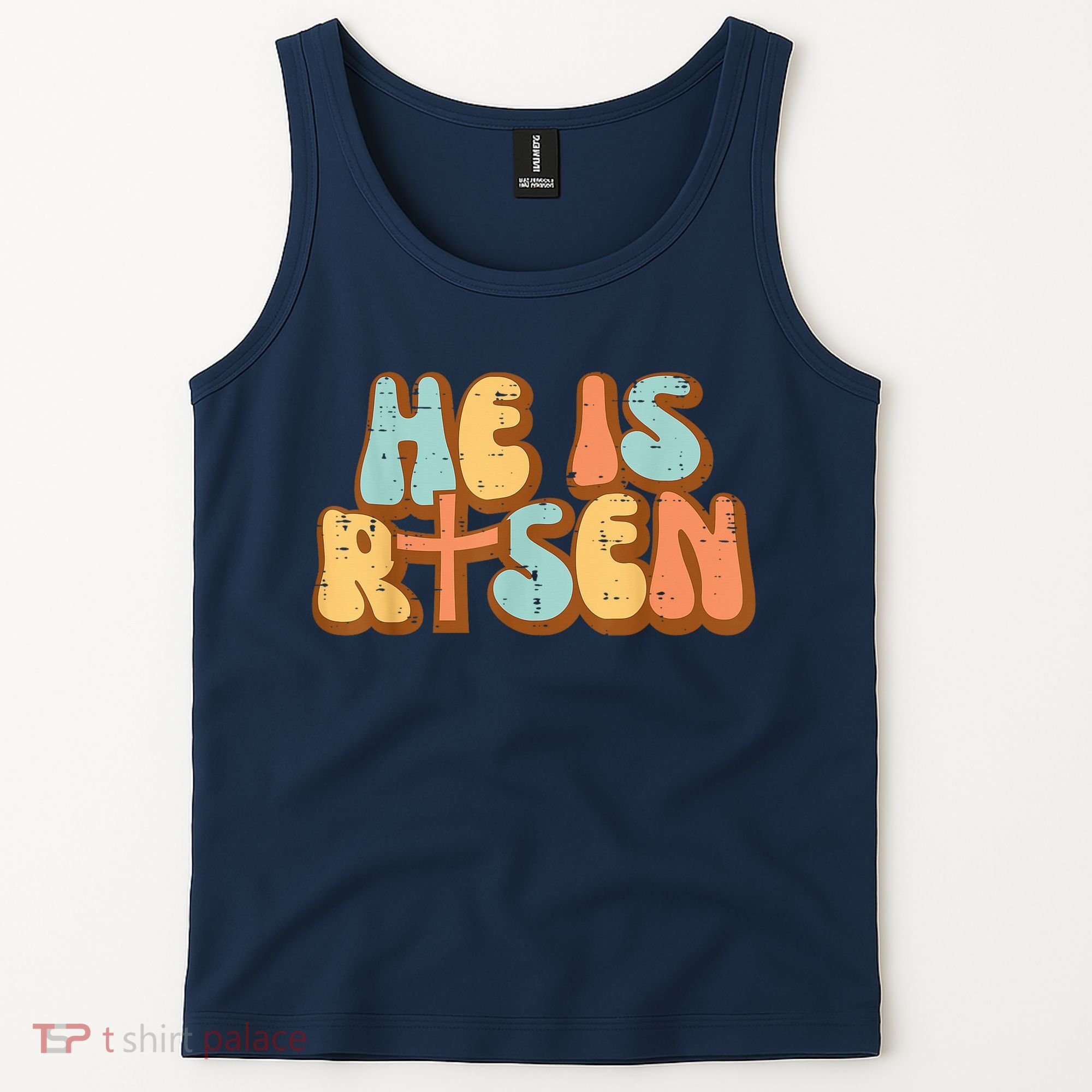 Easter He Is Risen Retro Resurrection Groovy Tank Top