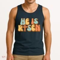Easter He Is Risen Retro Resurrection Groovy Tank Top thumb 3