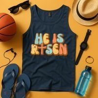 Easter He Is Risen Retro Resurrection Groovy Tank Top thumb 4