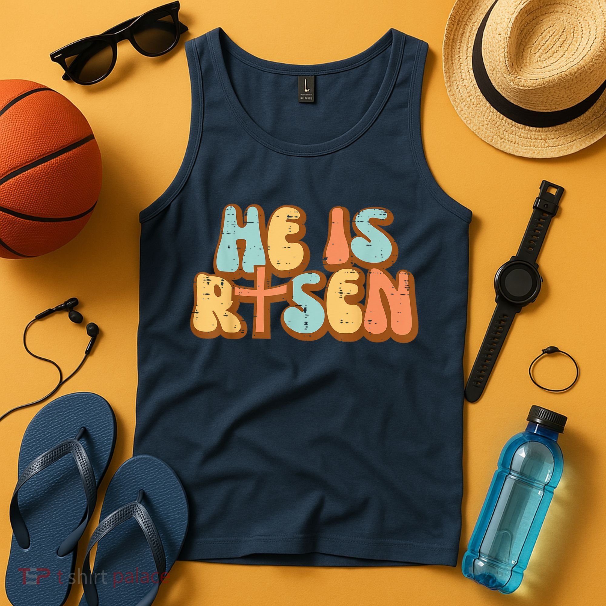 Easter He Is Risen Retro Resurrection Groovy Tank Top
