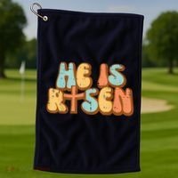 Easter He Is Risen Retro Resurrection Groovy Golf Towel thumb 1