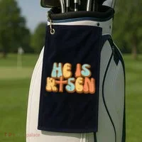 Easter He Is Risen Retro Resurrection Groovy Golf Towel thumb 2