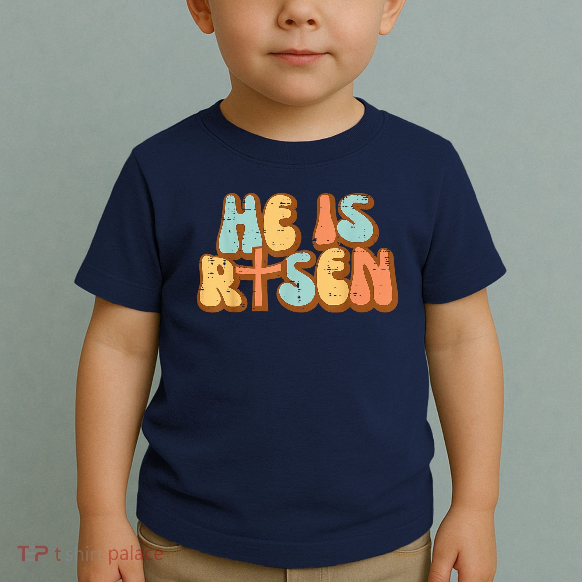 Easter He Is Risen Retro Resurrection Groovy Toddler T-Shirt