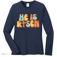 Easter He Is Risen Retro Resurrection Groovy Women's Long Sleeve Shirt thumb 0