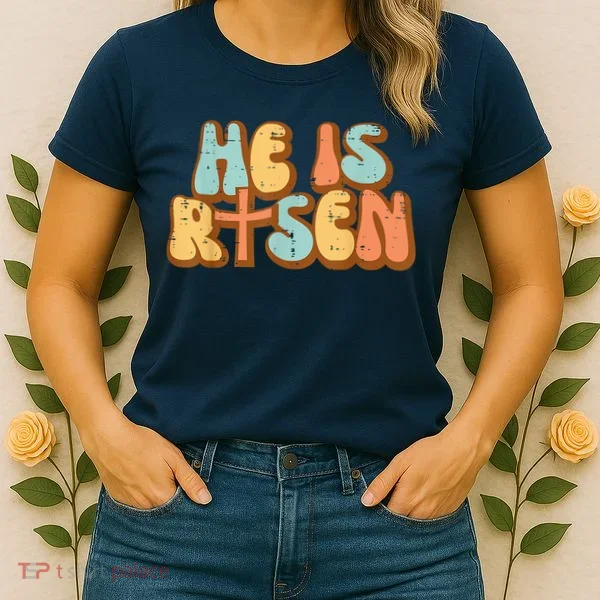 Easter He Is Risen Retro Resurrection Groovy Women's T-Shirt