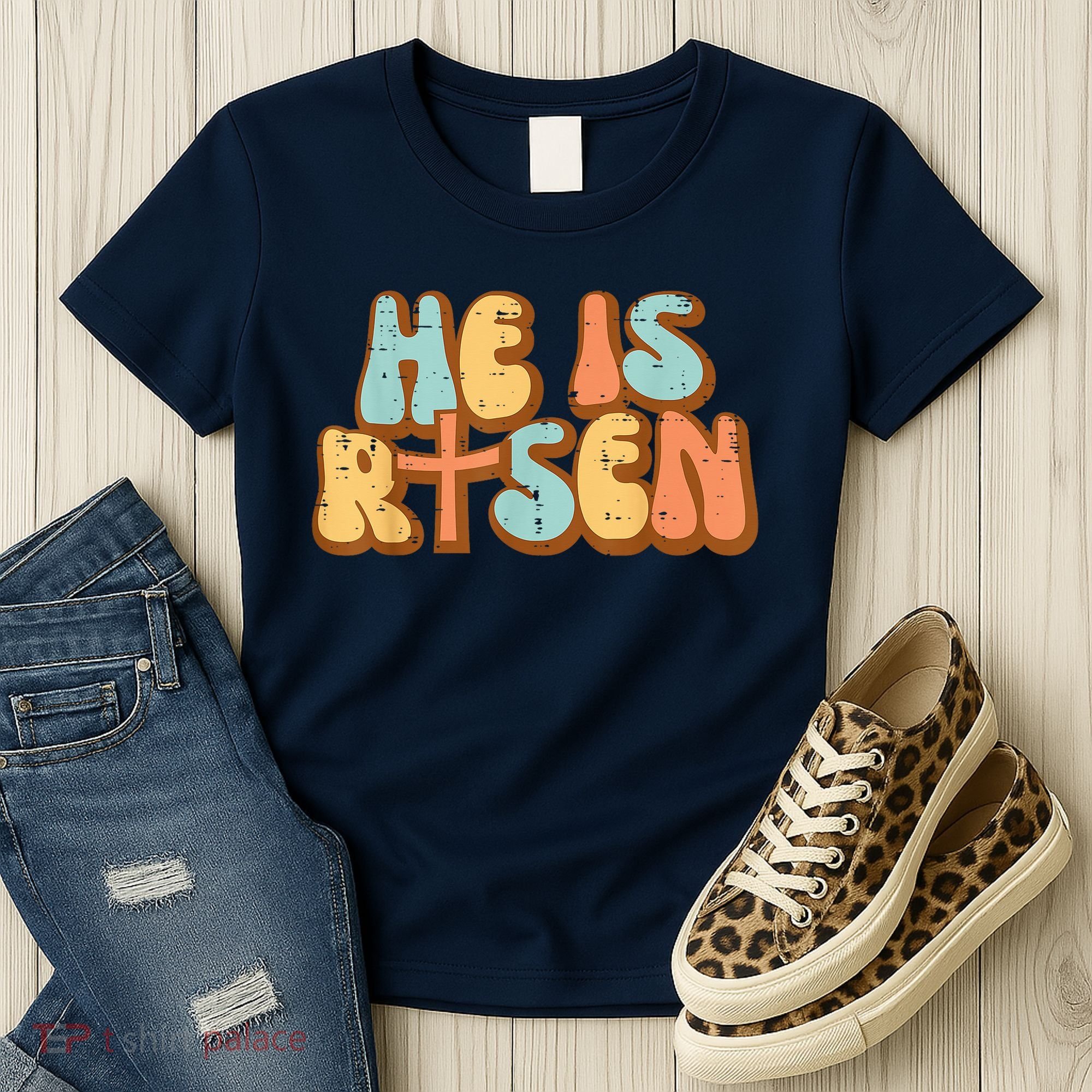 Easter He Is Risen Retro Resurrection Groovy Women's T-Shirt