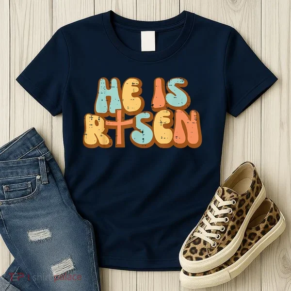 Easter He Is Risen Retro Resurrection Groovy Women's T-Shirt