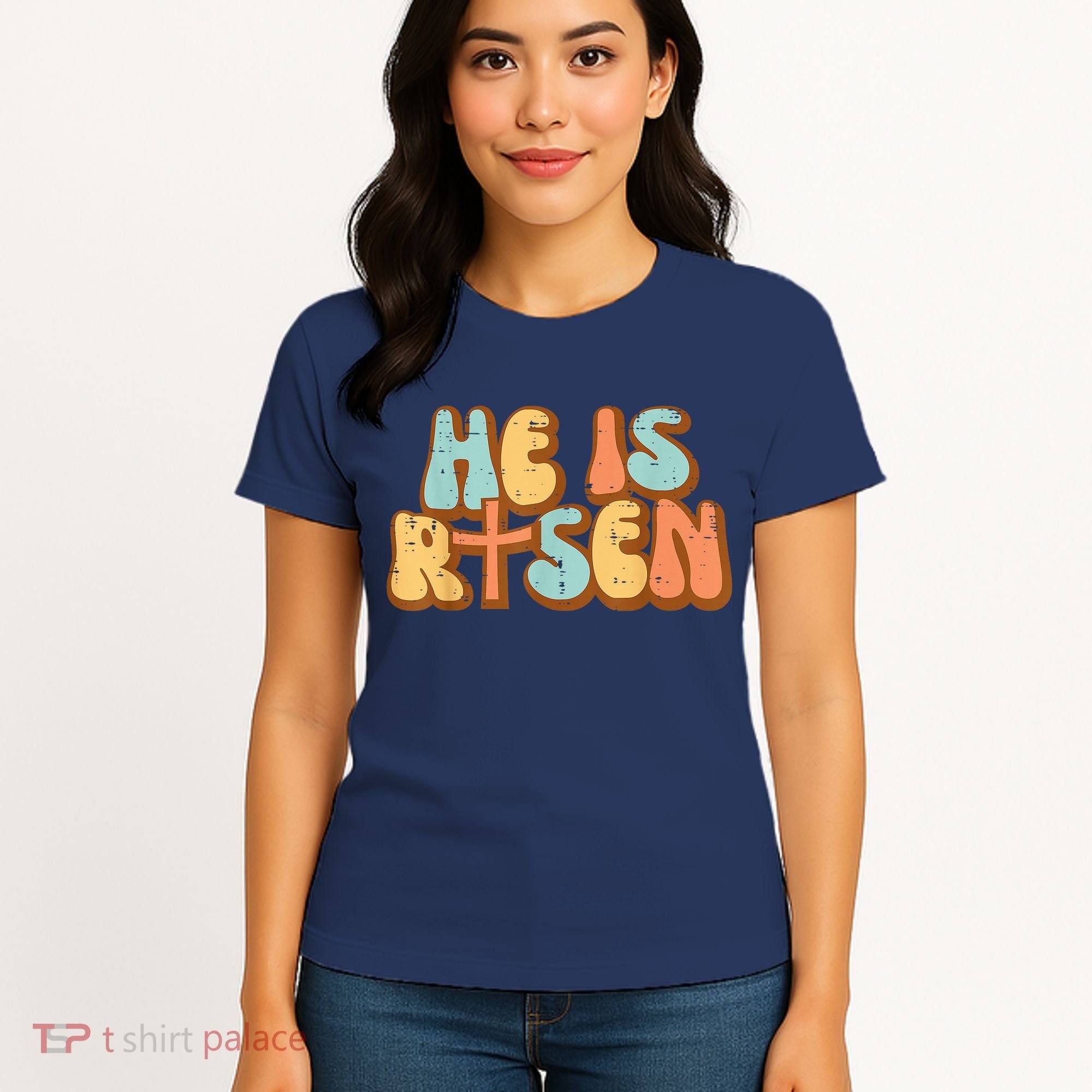 Easter He Is Risen Retro Resurrection Groovy Women's T-Shirt