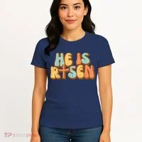 Easter He Is Risen Retro Resurrection Groovy Women's T-Shirt thumb 4