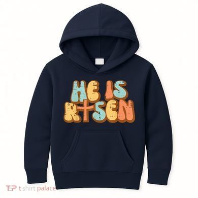 Easter He Is Risen Retro Resurrection Groovy Kids Hoodie