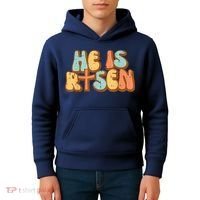 Easter He Is Risen Retro Resurrection Groovy Kids Hoodie thumb 4