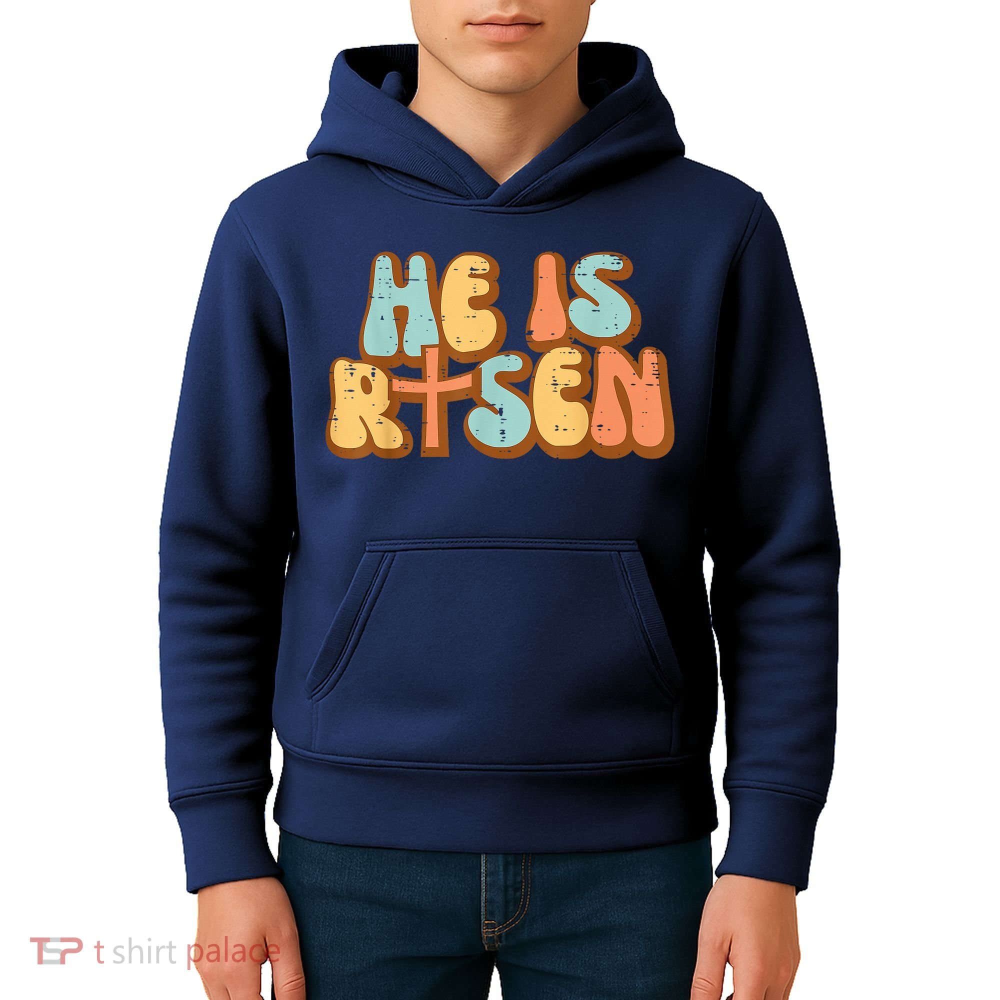 Easter He Is Risen Retro Resurrection Groovy Kids Hoodie