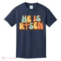 Easter He Is Risen Retro Resurrection Groovy Kids T-Shirt thumb 0