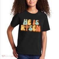 Easter He Is Risen Retro Resurrection Groovy Kids T-Shirt thumb 2