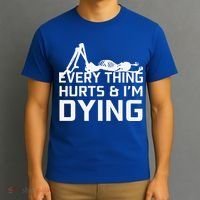 Everything Hurts & Im Dying Workout Funny Skeleton T-Shirt thumb 3