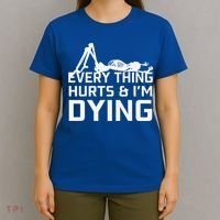 Everything Hurts & Im Dying Workout Funny Skeleton T-Shirt thumb 4