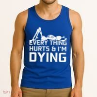 Everything Hurts & Im Dying Workout Funny Skeleton Tank Top thumb 3