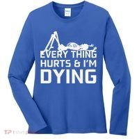 Everything Hurts & Im Dying Workout Funny Skeleton Women's Long Sleeve Shirt thumb 0