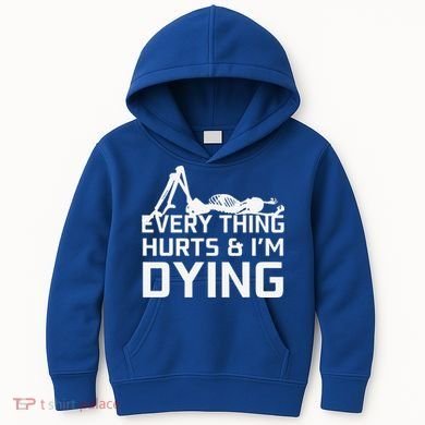 Everything Hurts & Im Dying Workout Funny Skeleton Kids Hoodie
