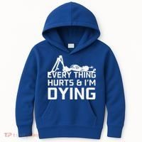 Everything Hurts & Im Dying Workout Funny Skeleton Kids Hoodie thumb 0