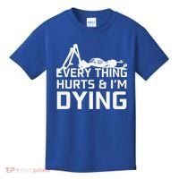 Everything Hurts & Im Dying Workout Funny Skeleton Kids T-Shirt thumb 0