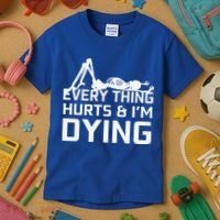 Everything Hurts & Im Dying Workout Funny Skeleton Kids T-Shirt thumb 3