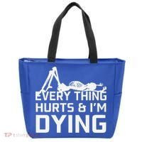 Everything Hurts & Im Dying Workout Funny Skeleton Tote Bag thumb 0