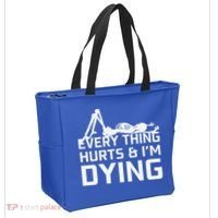 Everything Hurts & Im Dying Workout Funny Skeleton Tote Bag thumb 2