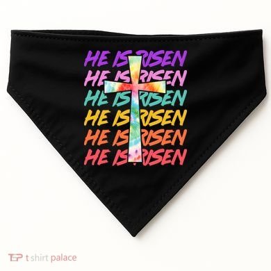 Easter He Is Risen Tie Dye Cross USA-Made Doggie Bandana