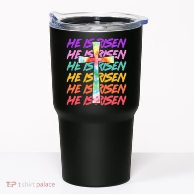 Easter He Is Risen Tie Dye Cross Tumbler