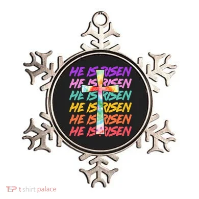 Easter He Is Risen Tie Dye Cross Ornament
