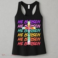 Easter He Is Risen Tie Dye Cross Women's Tank Top thumb 3
