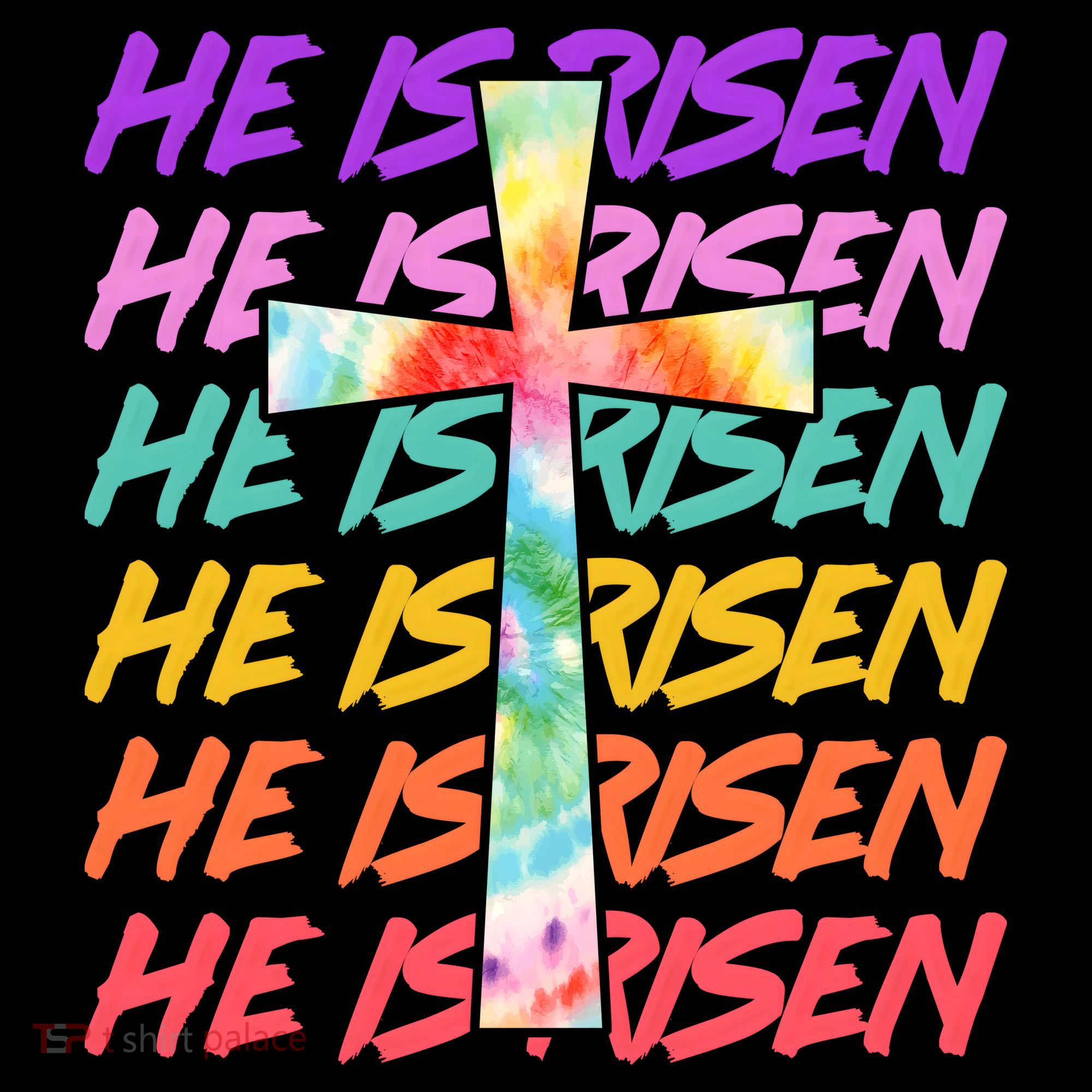 Easter He Is Risen Tie Dye Cross Women's Tank Top