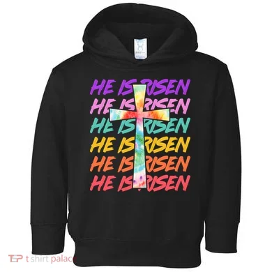 Easter He Is Risen Tie Dye Cross Toddler Hoodie