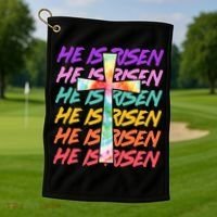 Easter He Is Risen Tie Dye Cross Golf Towel thumb 1