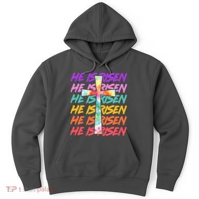 Easter He Is Risen Tie Dye Cross Hoodie