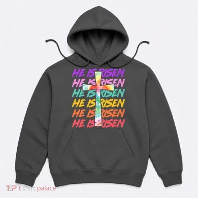 Easter He Is Risen Tie Dye Cross Hoodie