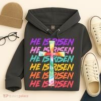 Easter He Is Risen Tie Dye Cross Hoodie thumb 4