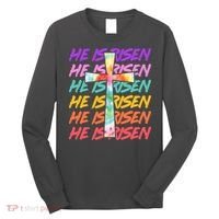 Easter He Is Risen Tie Dye Cross Long Sleeve Shirt thumb 0