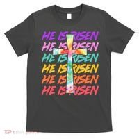 Easter He Is Risen Tie Dye Cross T-Shirt thumb 0