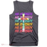 Easter He Is Risen Tie Dye Cross Tank Top thumb 0