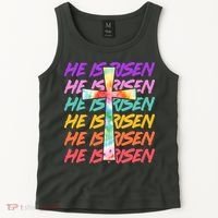 Easter He Is Risen Tie Dye Cross Tank Top thumb 2