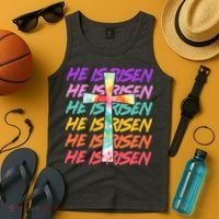 Easter He Is Risen Tie Dye Cross Tank Top thumb 4