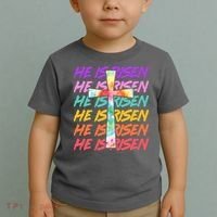 Easter He Is Risen Tie Dye Cross Toddler T-Shirt thumb 2